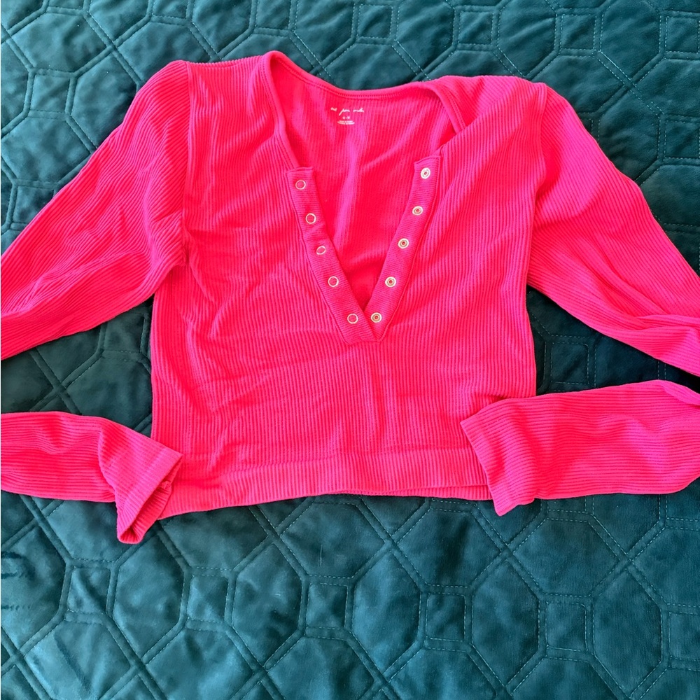 Urban Outfitters Hot Pink Buttoned Crop